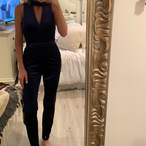 Blue Velvet Jumpsuit - Picture 1 of 5